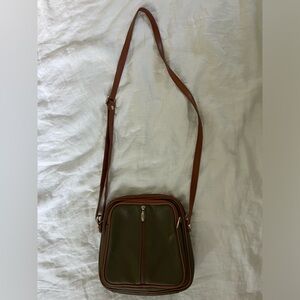 Olive Green Valentina Crossbody Bag with Brown Trim